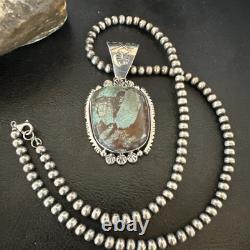 Yazzie Navajo Sterling Silver Blue Rustic Turquoise Necklace Pendant 18995