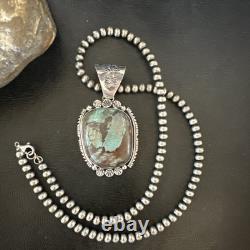 Yazzie Navajo Sterling Silver Blue Rustic Turquoise Necklace Pendant 18995