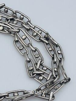 Zina Vintage Sterling Silver Hand Made Unusual Link Chain Necklace 36