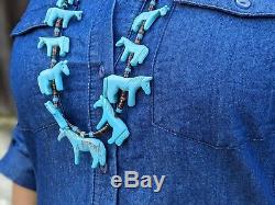 Zuni Fetish Necklace Horses Heishi Beads Hand Made Native American Jewelry