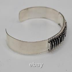 Zuni Made Sterling Silver White Buffalo Needlepoint Cuff Bracelet Size 12 Signed