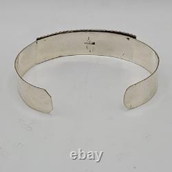 Zuni Made Sterling Silver White Buffalo Needlepoint Cuff Bracelet Size 12 Signed