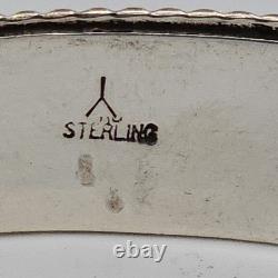 Zuni Made Sterling Silver White Buffalo Needlepoint Cuff Bracelet Size 12 Signed
