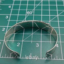 Zuni Made Sterling Silver White Buffalo Needlepoint Cuff Bracelet Size 12 Signed